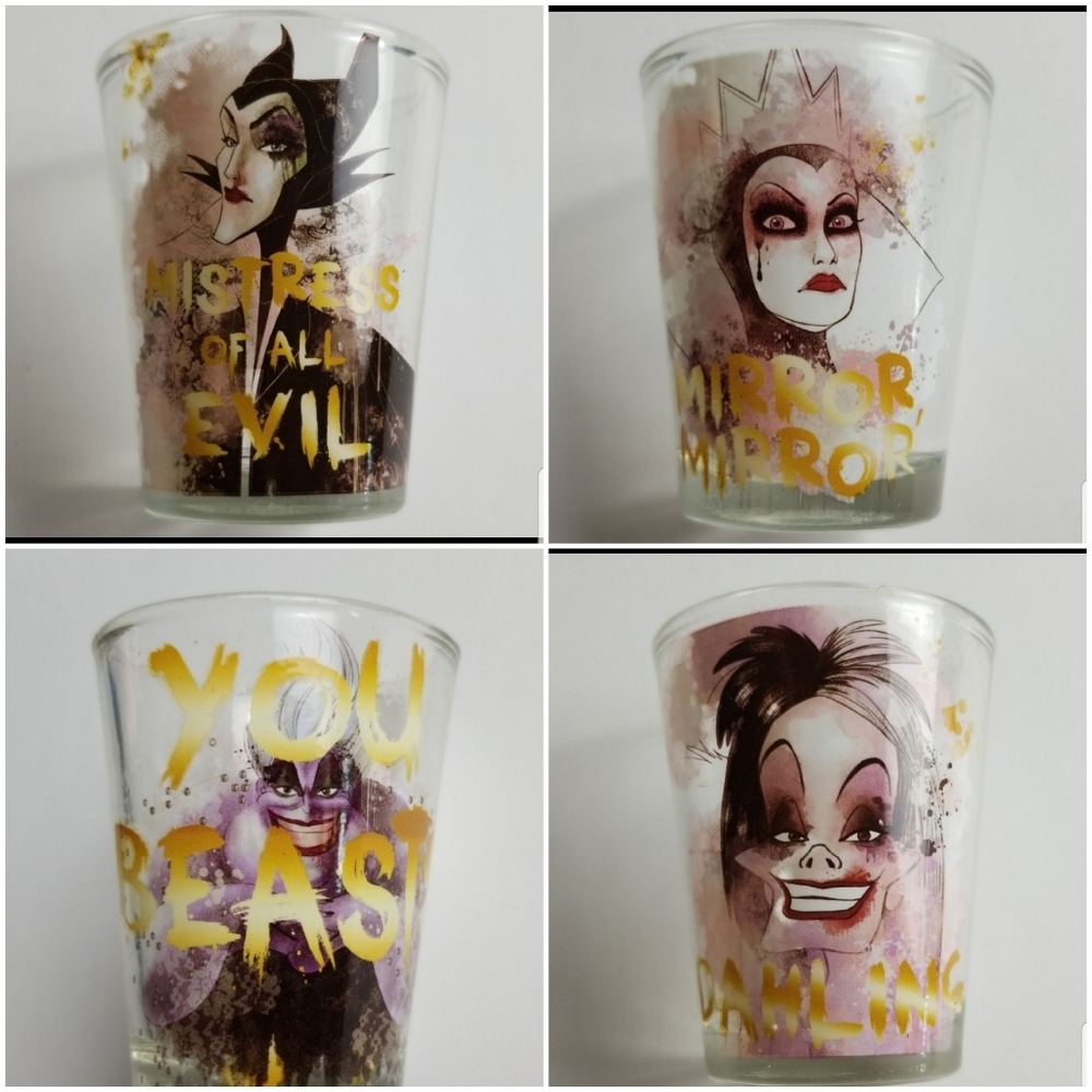 Disney Villians Shot Glass 4pc Set Cruella Ursala
